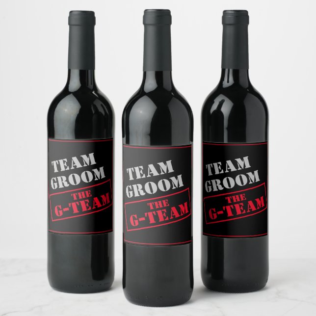 Étiquette Pour Bouteilles De Vin L'équipe du marié Team Groom (Bouteilles)
