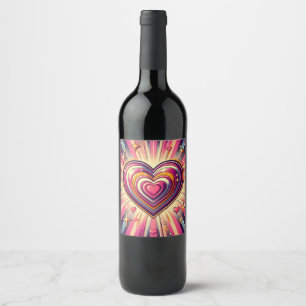 Étiquette Pour Bouteilles De Vin les années 70 coeur pop art/Mug de Saint Valentin
