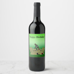 Étiquette Pour Bouteilles De Vin Les Bowls De Pelouse Joyeux Design D'Anniversaire,