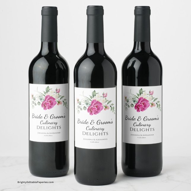 Étiquette Pour Bouteilles De Vin Les délices culinaires de la mariée et de la chamb (Uncork Love: Bride & Groom's Culinary Delights Wine Label – Elevate your celebration sip by sip)