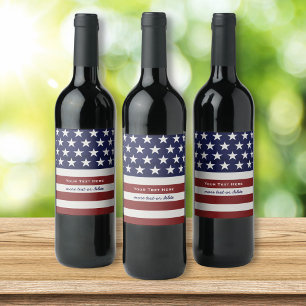 Étiquette Pour Bouteilles De Vin Les Etats-Unis drapeau américain coutume