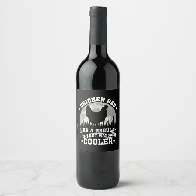 Étiquette Pour Bouteilles De Vin Les Hommes Poulet Papa Comme Un Père Régulier Drôl (Devant)