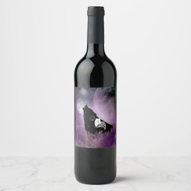 Étiquette Pour Bouteilles De Vin Les loups superbes (Devant)