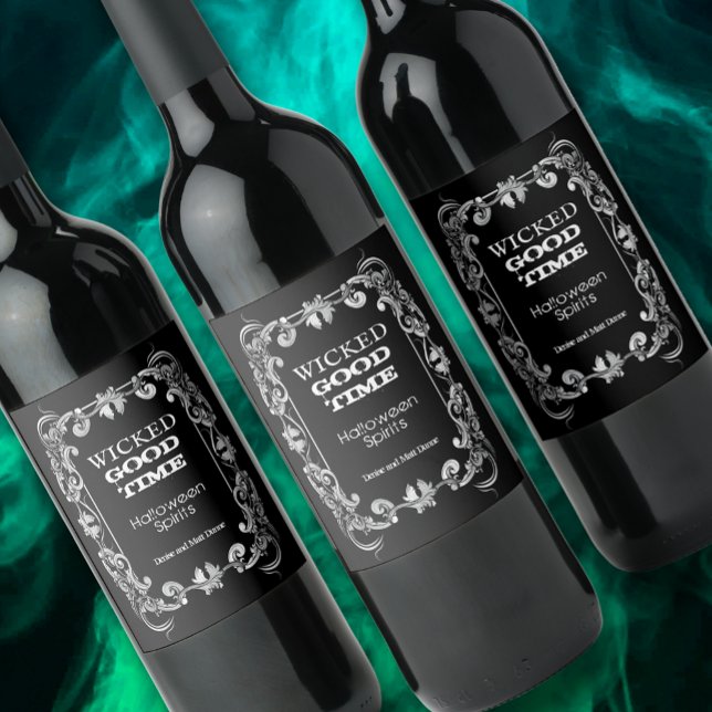 Étiquette Pour Bouteilles De Vin Les mauvais temps des esprits d'Halloween (Set of 6 personalized wine bottle labels)