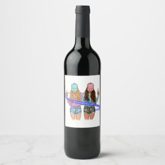 Étiquette Pour Bouteilles De Vin Les meilleurs amis sont les soeurs que nous choisi