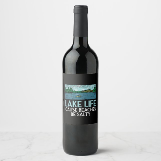 Étiquette Pour Bouteilles De Vin Les plages salées Lake Life (Devant)