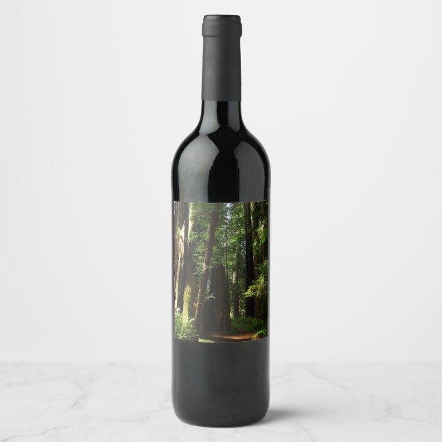 Étiquette Pour Bouteilles De Vin Les séquoias et les fougères du parc national Redw (Devant)