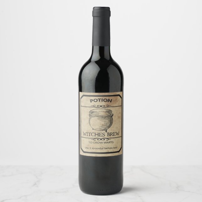 Étiquette Pour Bouteilles De Vin Les sorcières d'Halloween brassent Apothecary Étiq (Devant)