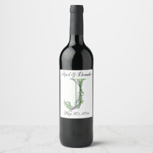 Étiquette Pour Bouteilles De Vin Lettre alphabétique J Lavender Eucalyptus