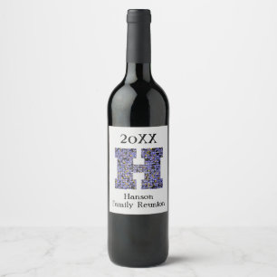 Étiquette Pour Bouteilles De Vin Lettre mosaïque H Nom Monogramme