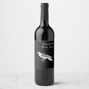 Étiquette Pour Bouteilles De Vin Levé À La Main, Corbeau