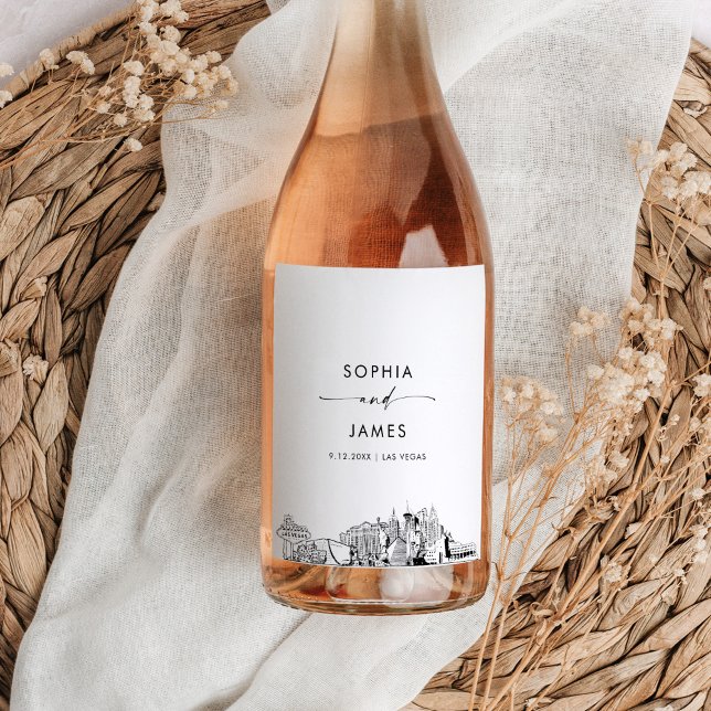 Étiquette Pour Bouteilles De Vin Ligne de Las Vegas (Créateur téléchargé)