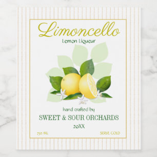 Étiquette Pour Bouteilles De Vin Limoncello d'agrumes de citron
