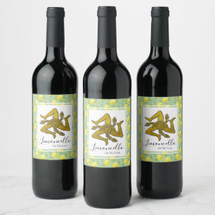 Étiquette Pour Bouteilles De Vin Limoncello Sicilienne Trinacria Votre texte