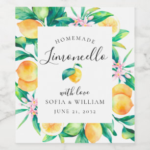 Étiquette Pour Bouteilles De Vin Limoncello Watercolor Lemons Liquor Bottle Étiquet
