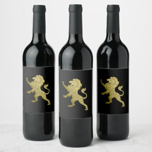 Étiquette Pour Bouteilles De Vin Lion royal d'or noir