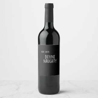 Étiquette Pour Bouteilles De Vin Liste drôle de Noël de Santa Chéri ou Méchant
