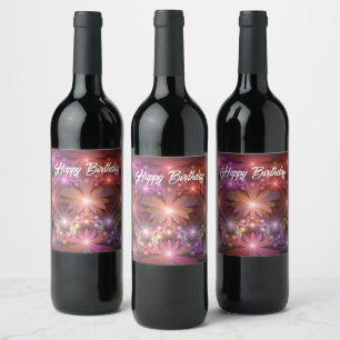 Étiquette Pour Bouteilles De Vin Lit De Fleurs Coloré brillant Abstrait Fractage Ar