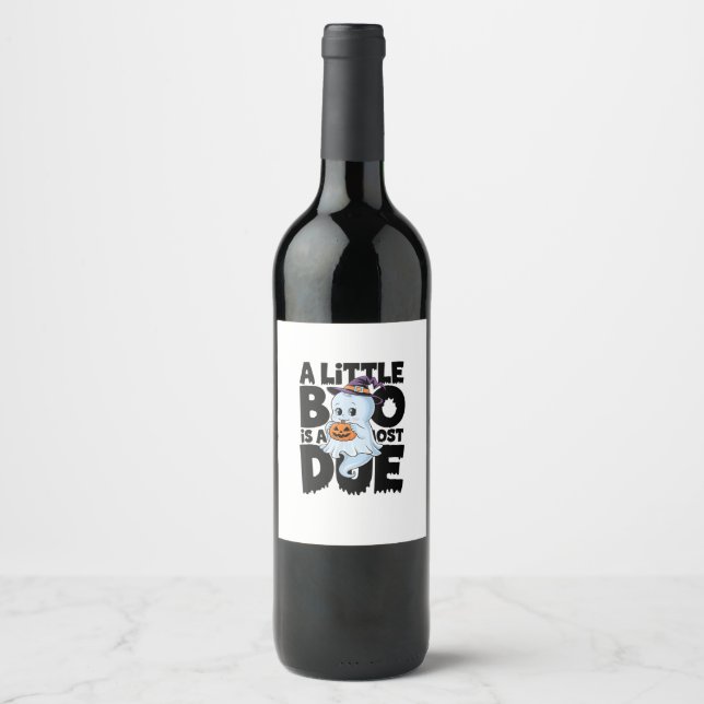 Étiquette Pour Bouteilles De Vin Little Boo Est Presque Dû Mignonne Grossesse Hallo (Devant)