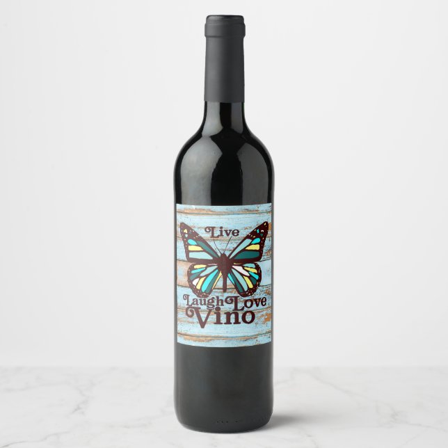 Étiquette Pour Bouteilles De Vin Live Laugh Love Vino (Devant)