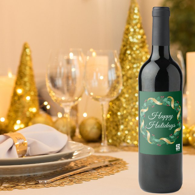 Étiquette Pour Bouteilles De Vin Logo d'entreprise personnalisé Green Christmas Wre (Créateur téléchargé)