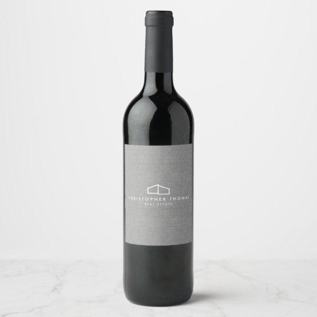 Étiquette Pour Bouteilles De Vin Logo d'habitation moderne Immobilier, Realtor Gris (Devant)