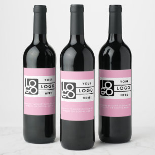 Étiquette Pour Bouteilles De Vin Logo Entreprise Société Minimaliste Rose