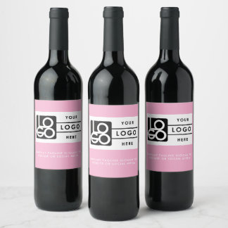 Étiquette Pour Bouteilles De Vin Logo Entreprise Société Minimaliste Rose