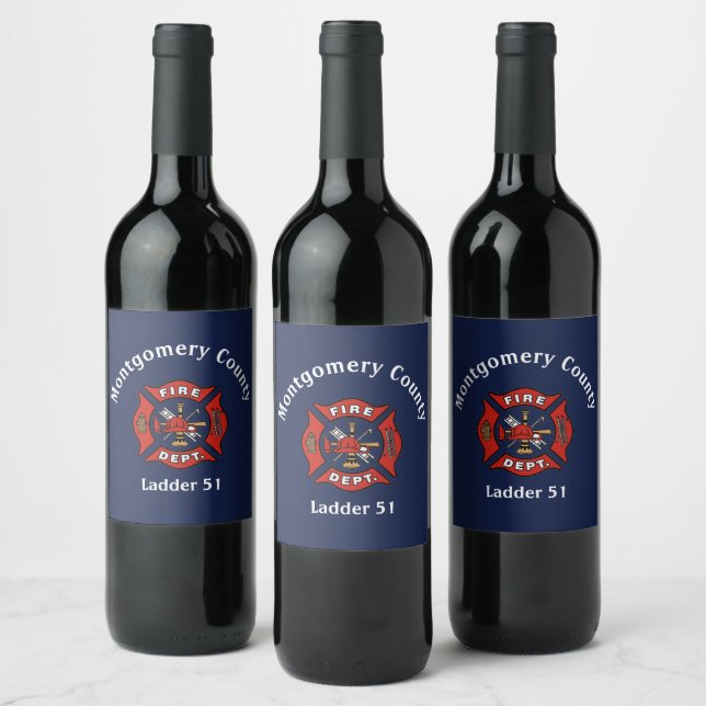 Étiquette Pour Bouteilles De Vin Logo personnalisé de la brigade des pompiers  (Bouteilles)