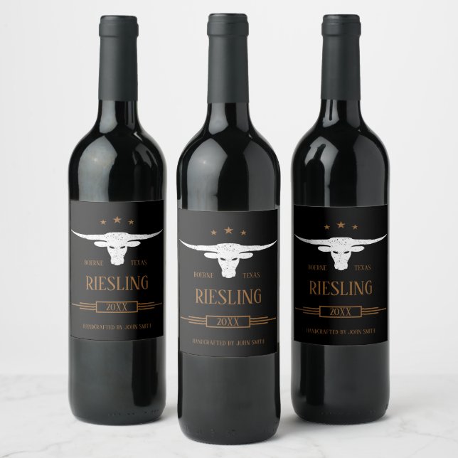 Étiquette Pour Bouteilles De Vin Longhorn sud-ouest personnalisé (Bouteilles)