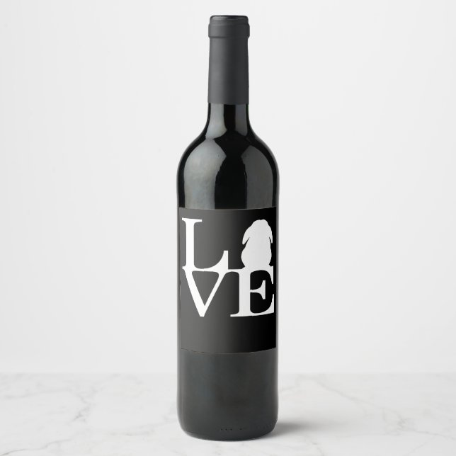Étiquette Pour Bouteilles De Vin Lop Rabbit Lover I Love Bunnies Graphisme (Devant)