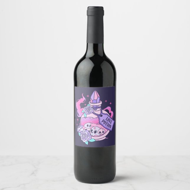 Étiquette Pour Bouteilles De Vin Lotion Potion mignonne Pink Halloween Potion Boute (Devant)