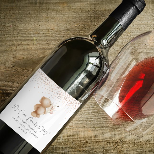 Étiquette Pour Bouteilles De Vin L'ours et l'abeille | Nous Pouvons Attendre ! Baby (Créateur téléchargé)