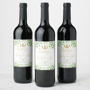Étiquette Pour Bouteilles De Vin Lucky In Love Fête de mariage de la Saint-Patrick