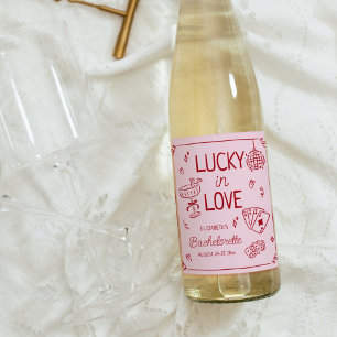 Étiquette Pour Bouteilles De Vin Lucky In Love Whimsical Main tiré Bachelorette