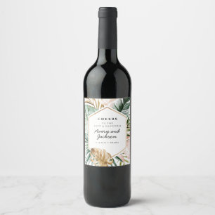 Étiquette Pour Bouteilles De Vin Lush Tropical Mariage Étiquette de vin