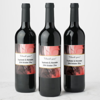 ÉTIQUETTE POUR BOUTEILLES DE VIN LUXE CRIMSON ABSTRAIT MARBLE ÉTIQUETTE VIN