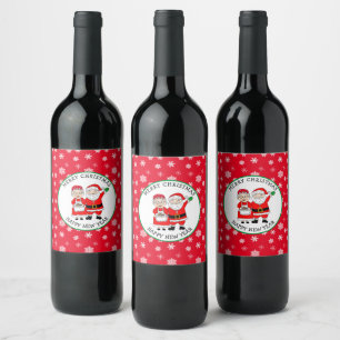 Étiquette Pour Bouteilles De Vin M. et Mme Claus, Noël de Père Noël Personnalisé