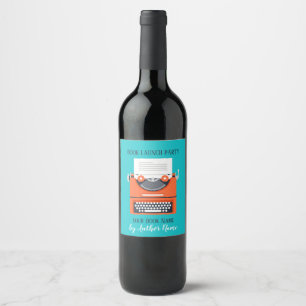 Étiquette Pour Bouteilles De Vin Machine à écrire de la partie de lancement de livr