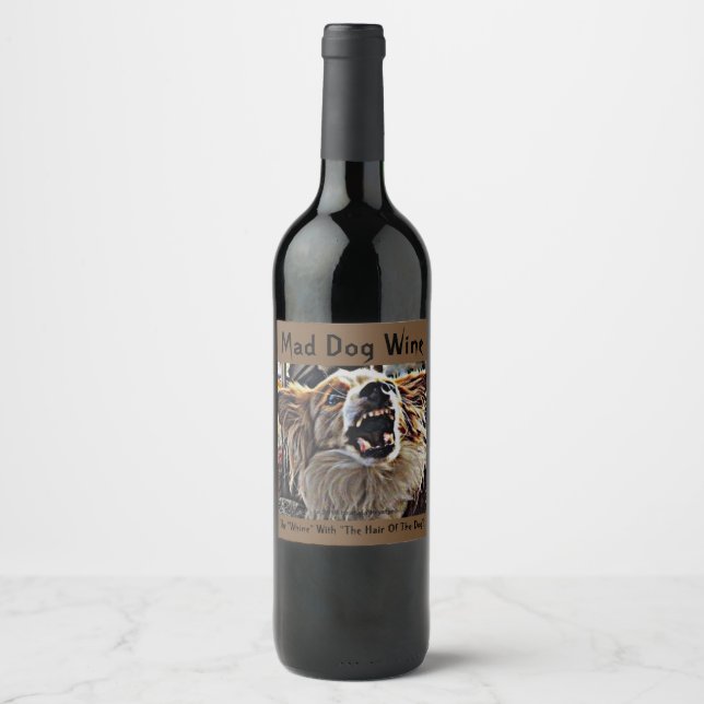 ÉTIQUETTE POUR BOUTEILLES DE VIN MAD CHIEN WIN 2 (Devant)