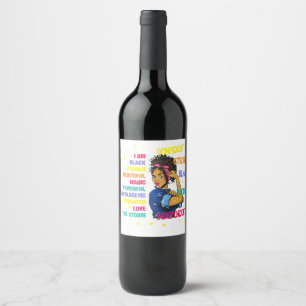 Étiquette Pour Bouteilles De Vin Magie de la fille noire instruite 77