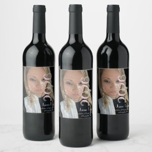 Étiquette Pour Bouteilles De Vin Magnet Photo Rose Clair pour Remise de Diplômes Mo