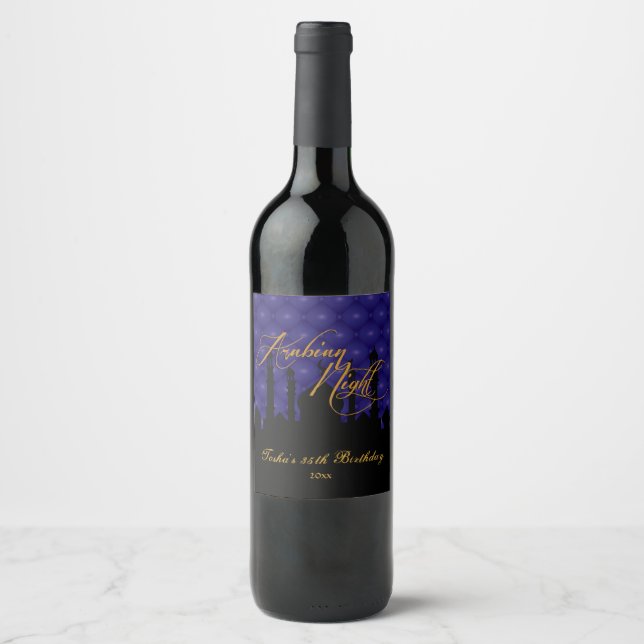 Étiquette Pour Bouteilles De Vin Majestic Purple, nuits arabes (Devant)