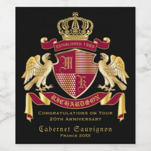 Étiquette Pour Bouteilles De Vin Make Your Own Coat of Arms Red Gold Eagle Emblème