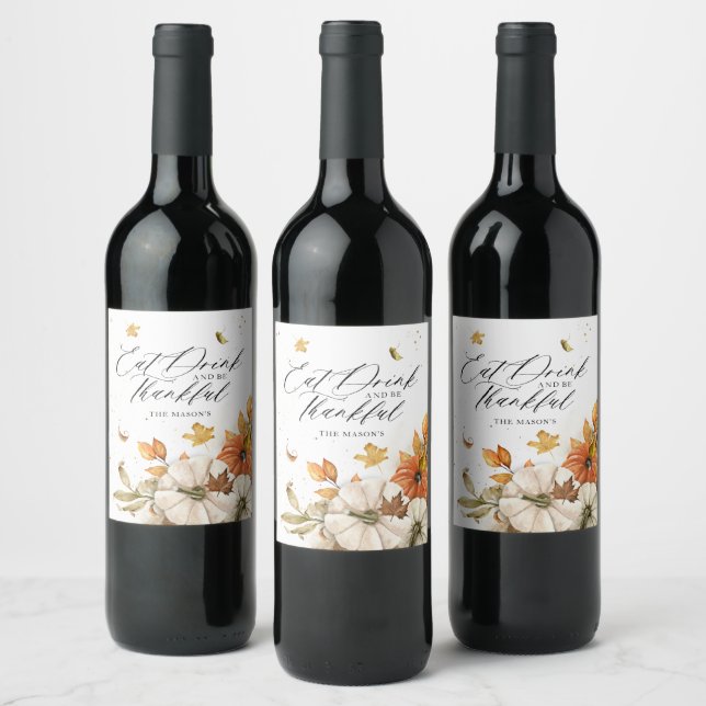 Étiquette Pour Bouteilles De Vin Mangez Boire et Soyez Gentil Thanksgiving (Bouteilles)