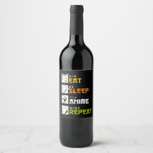 Étiquette Pour Bouteilles De Vin Mangez Sleep Anime Répétez L'Idée Cadeau Cospla