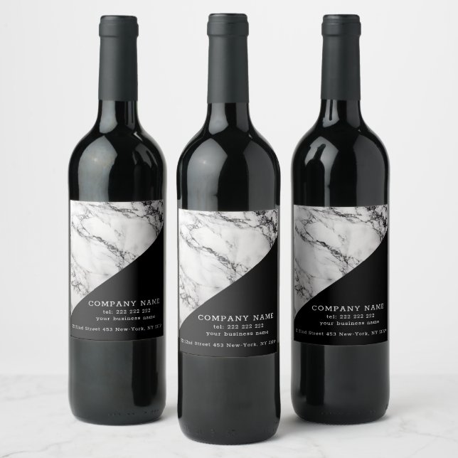 Étiquette Pour Bouteilles De Vin Marbre blanc Black Grain (Bouteilles)