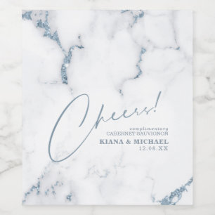Étiquette Pour Bouteilles De Vin Marbre moderne Cheers Dusty Blue ID816