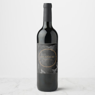 Étiquette Pour Bouteilles De Vin Marbre noir et or Métallure look Luxe