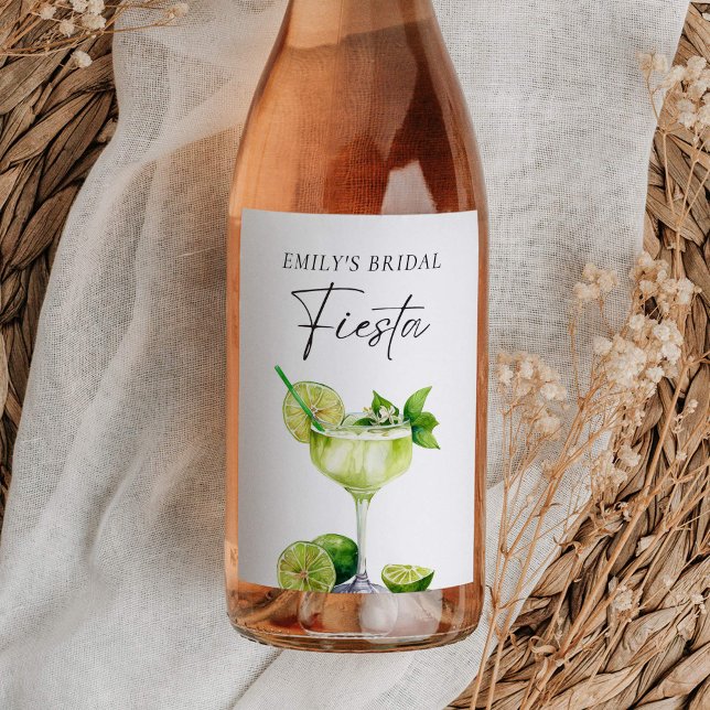 Étiquette Pour Bouteilles De Vin Margarita Fiesta mexicaine pour la mariée (Créateur téléchargé)